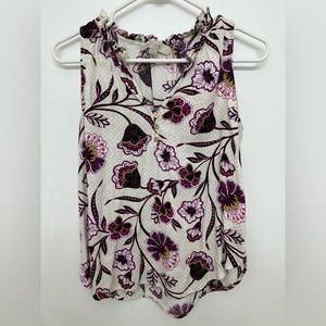 LOFT Ruffle Neck Button Shell Blouse, Sz S